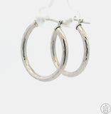 New 10k White Gold 3/4 Inch Pattern Hoop Earrings