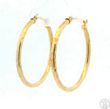 New 10k Yellow Gold 1 Inch Pattern Hoop Earrings