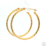 New 10k Yellow Gold 1 Inch Pattern Hoop Earrings