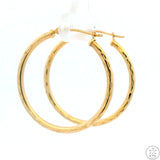 New 10k Yellow Gold 1 Inch Pattern Hoop Earrings