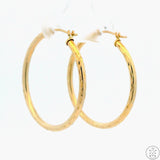 New 10k Yellow Gold 1 Inch Pattern Hoop Earrings
