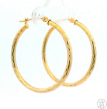 New 10k Yellow Gold 1 Inch Pattern Hoop Earrings
