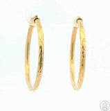 New 10k Yellow Gold 1 Inch Pattern Hoop Earrings