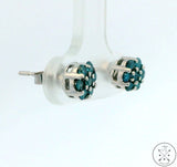 New 10k White Gold Stud Earrings with 1/3 ctw Blue Diamonds
