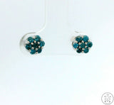 New 10k White Gold Stud Earrings with 1/3 ctw Blue Diamonds