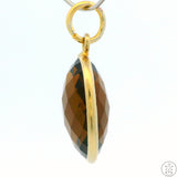 New Sterling Silver Pendant with Oval Smoky Quartz 2 gram Gold Tone