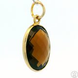 New Sterling Silver Pendant with Oval Smoky Quartz 2 gram Gold Tone