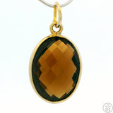 New Sterling Silver Pendant with Oval Smoky Quartz 2 gram Gold Tone