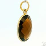 New Sterling Silver Pendant with Oval Smoky Quartz 2 gram Gold Tone