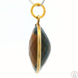 New Sterling Silver Pendant with Oval Smoky Quartz 3.2 gram Gold Tone