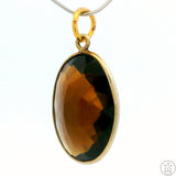 New Sterling Silver Pendant with Oval Smoky Quartz 3.2 gram Gold Tone