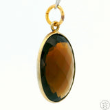New Sterling Silver Pendant with Oval Smoky Quartz 3.2 gram Gold Tone