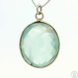 New Sterling Silver Pendant with Oval Prasiolite Green Quartz 3.1 gram