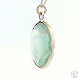 New Sterling Silver Pendant with Oval Prasiolite Green Quartz 3.1 gram