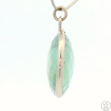 New Sterling Silver Pendant with Oval Prasiolite Green Quartz 3.1 gram