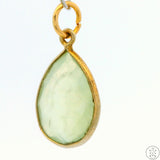 New Sterling Silver Pendant with Teardrop Green Quartz 1.8 gram Gold tone