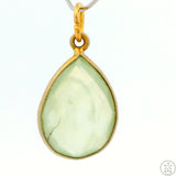 New Sterling Silver Pendant with Teardrop Green Quartz 1.8 gram Gold tone