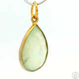 New Sterling Silver Pendant with Teardrop Green Quartz 1.8 gram Gold tone