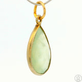 New Sterling Silver Pendant with Teardrop Green Quartz 1.8 gram Gold tone