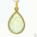 New Sterling Silver Pendant with Teardrop Green Quartz 1.8 gram Gold tone