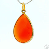 New Sterling Silver Pendant with Teardrop Carnelian Agate 3 gram Gold tone