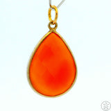 New Sterling Silver Pendant with Teardrop Carnelian Agate 3 gram Gold tone