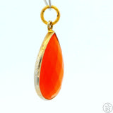 New Sterling Silver Pendant with Teardrop Carnelian Agate 3 gram Gold tone