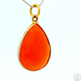 New Sterling Silver Pendant with Teardrop Carnelian Agate 3 gram Gold tone