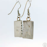 Vintage Navajo Sterling Silver Dangle Earrings Onyx Inlay Signed