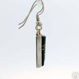 Vintage Navajo Sterling Silver Dangle Earrings Onyx Inlay Signed