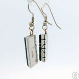 Vintage Navajo Sterling Silver Dangle Earrings Onyx Inlay Signed