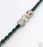 New Sterling Silver Tennis Bracelet with Natural Sapphire Adjustable Puma