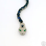 New Sterling Silver Tennis Bracelet 8.25 Inch with Natural Sapphire Cobra Snake