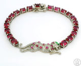 New Sterling Silver Tennis Bracelet 7.75 Inch with Natural Ruby Panther
