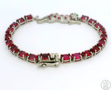 New Sterling Silver Tennis Bracelet 7.75 Inch with Natural Ruby Panther