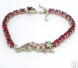 New Sterling Silver Tennis Bracelet 7.75 Inch with Natural Ruby Panther