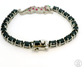 New Sterling Silver Tennis Bracelet 8 Inch with Natural Black Spinel Panther