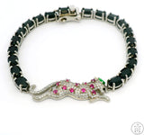 New Sterling Silver Tennis Bracelet 8 Inch with Natural Black Spinel Panther
