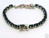 New Sterling Silver Tennis Bracelet 8 Inch with Natural Sapphire Panther
