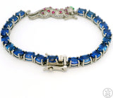 New Sterling Silver Tennis Bracelet 7.75 Inch with Natural Kyanite Panther