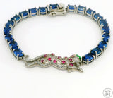 New Sterling Silver Tennis Bracelet 7.75 Inch with Natural Kyanite Panther