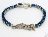New Sterling Silver Tennis Bracelet 7.75 Inch with Natural Kyanite Panther