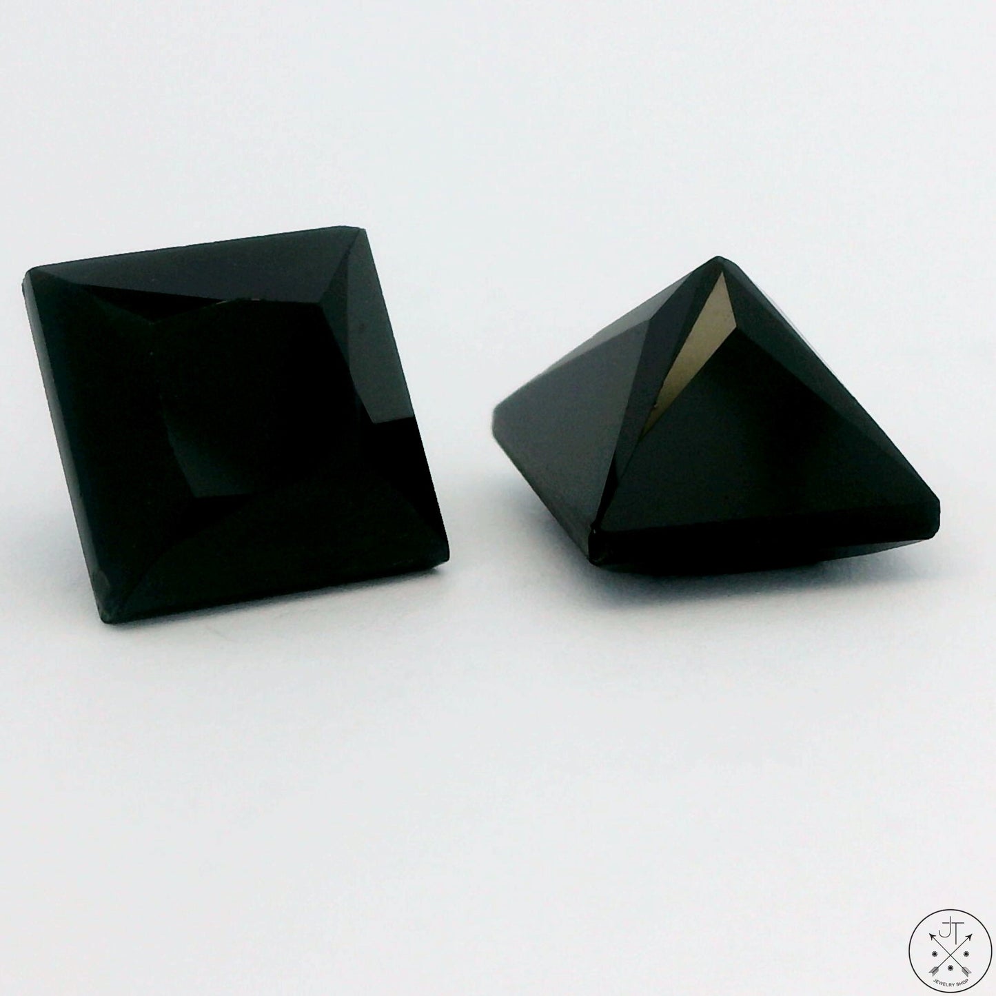 8.15 ctw Matched Pair Natural Black Spinel 8x8 mm Square Faceted Gemstones