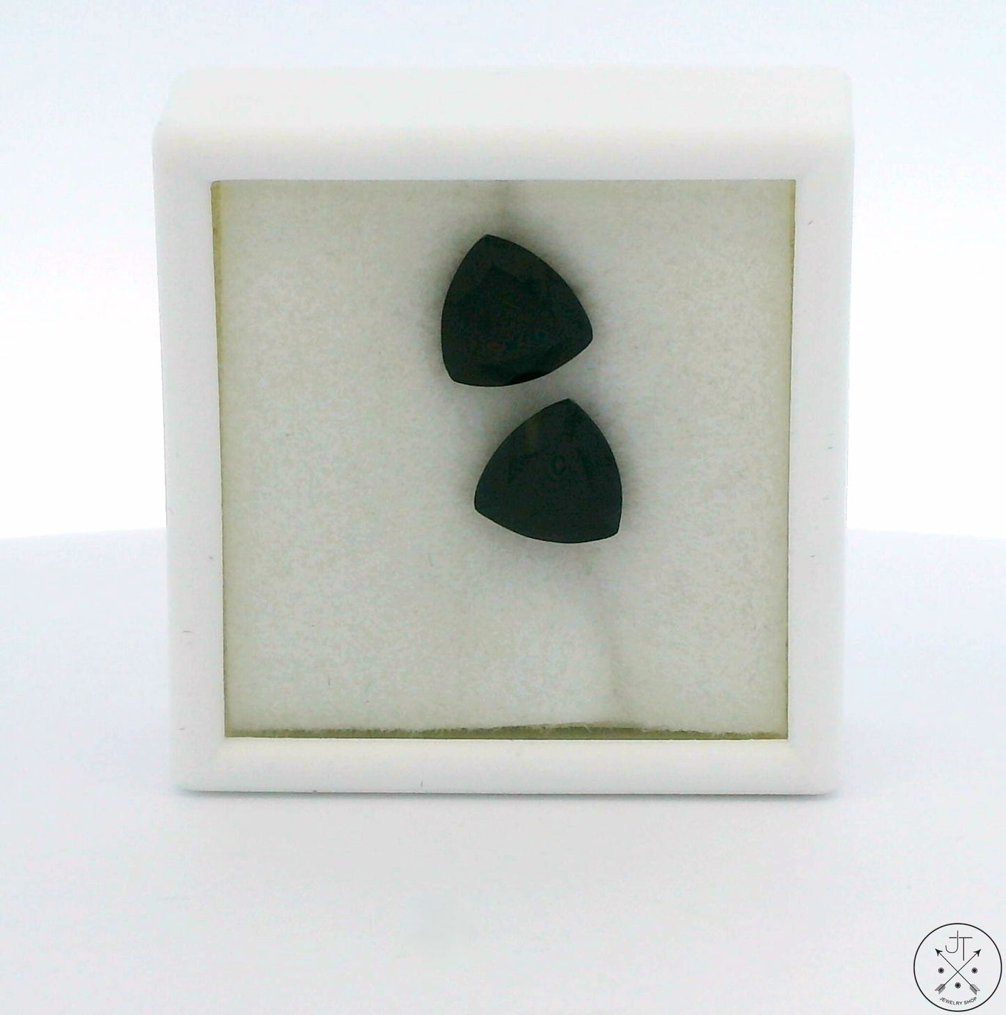 4.3 ctw Matched Pair Natural Black Spinel 8 mm Trillion Faceted Gemstones