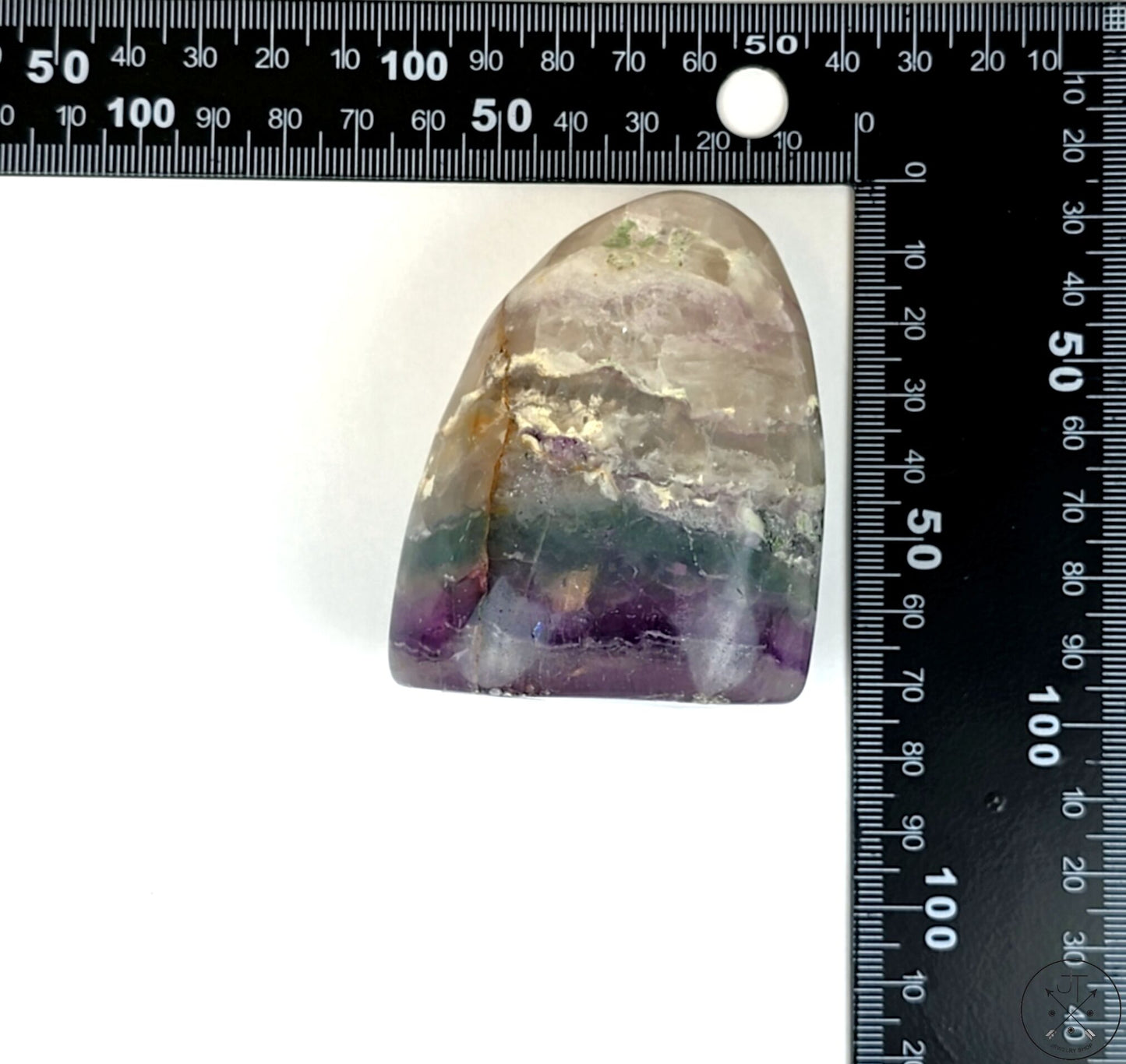 New Free-Standing Fluorite Freeform 2 3/4 Inch 246g Banded Purple Green White Rainbow