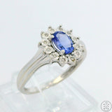 10k White Gold Ring with Tanzanite and Diamond Size 7