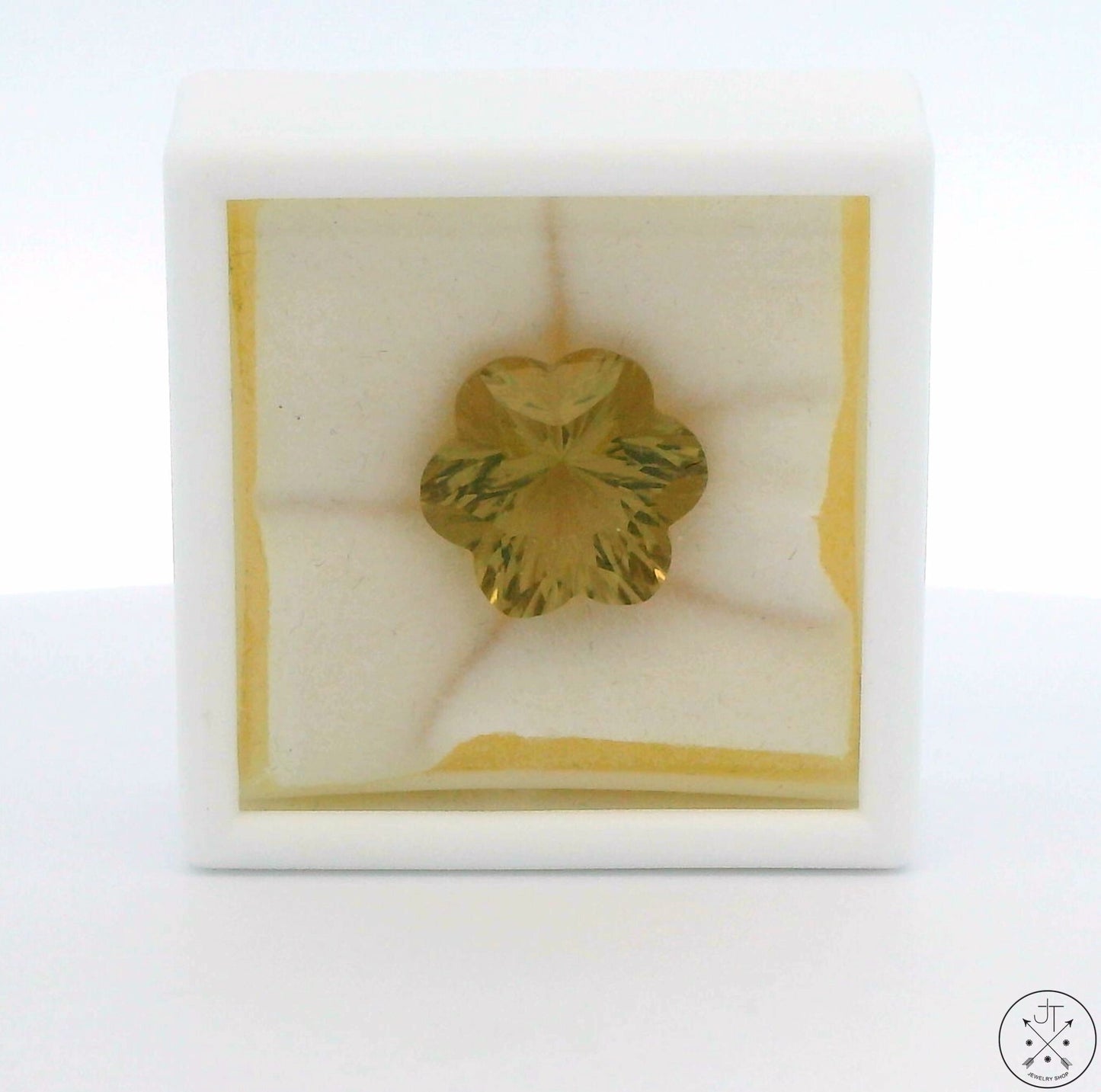 7.80 Carat Lemon Quartz 14 x 14 Fantasy Flower Natural Gemstone