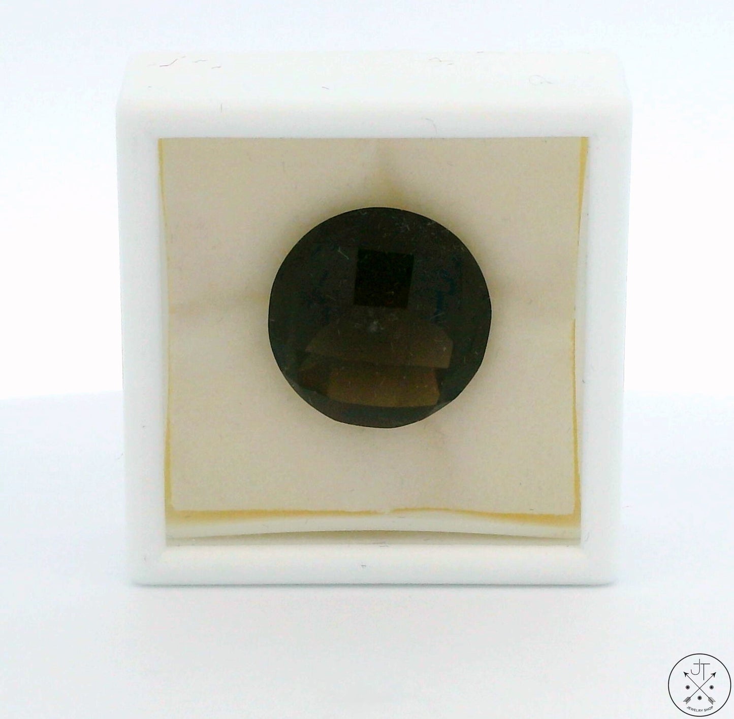 14 Carat Natural Smoky Quartz 16.7 mm Round Faceted Gemstone Checkerboard