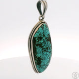 Vintage Sterling Silver Pendant with Turquoise Cabochon Large Bale