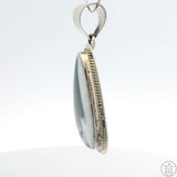 Vintage Navajo Sterling Silver Pendant with White Lightning Signed Larson Large Bale